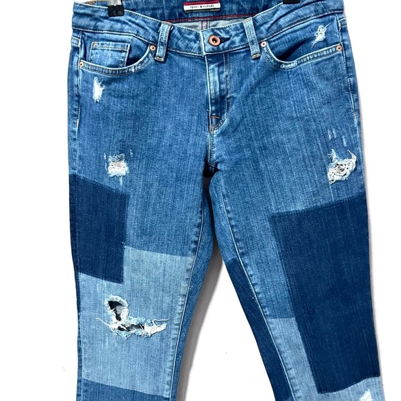 TOMMY HILFIGER Blue Ankle-Length skinny Patchwork Jeans 2 - Picture 5 of 16